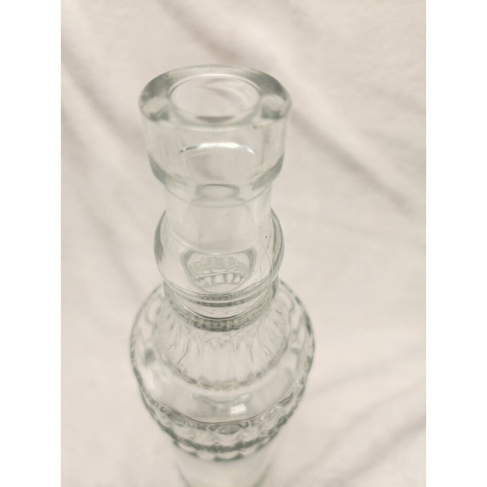 Vintage Decorative Glass Clear Bottle Vase Raised Rope Design 12.5" Tall - Picture 4 of 10